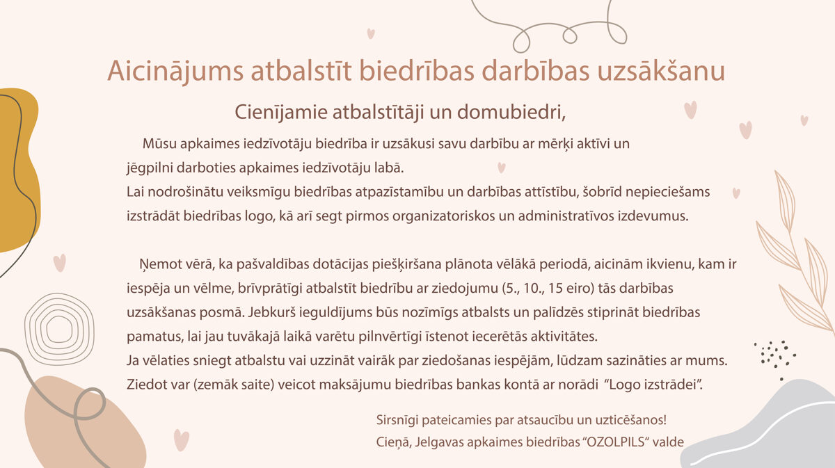 Aicinājums ziedot